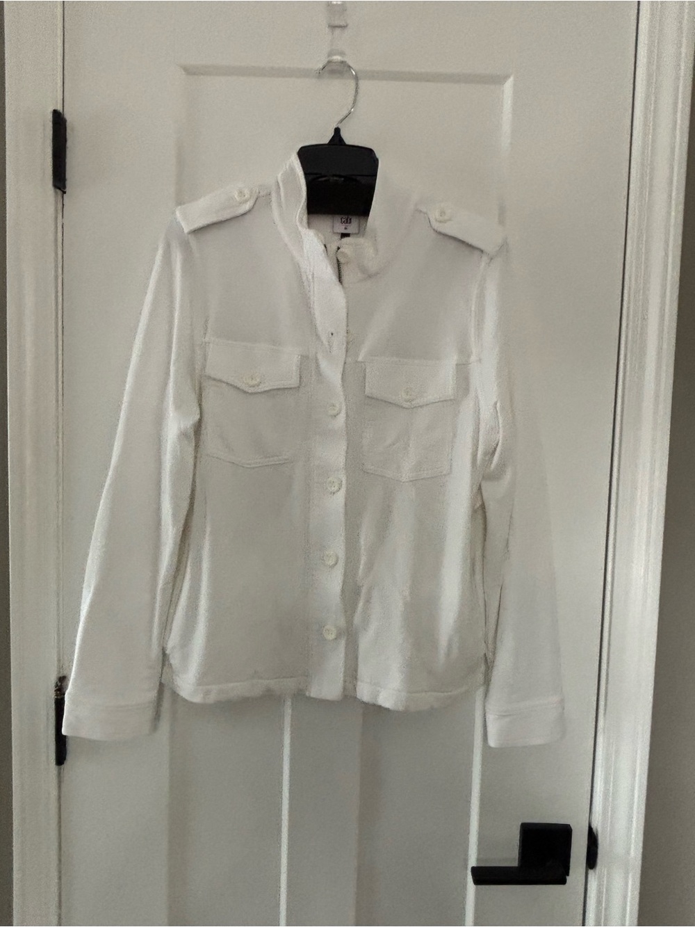 CAbi White Utility Jacket with Epaulets